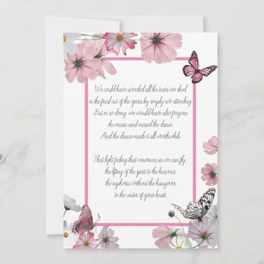 Rosa Kosmos Beerdigung Ankündigung Einladung (Rückseite)