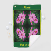 Rosa Kosmos-Blume Abstrakt Personalisiert Golfhandtuch (Insitu)