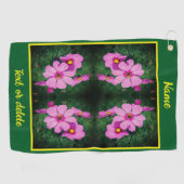 Rosa Kosmos-Blume Abstrakt Personalisiert Golfhandtuch (Horizontal)