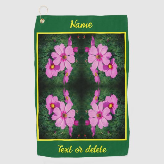 Rosa Kosmos-Blume Abstrakt Personalisiert Golfhandtuch (Vorderseite)