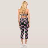 Rosa Kosmos Blume Abstraktes Muster Capri Leggings (Rückseite)