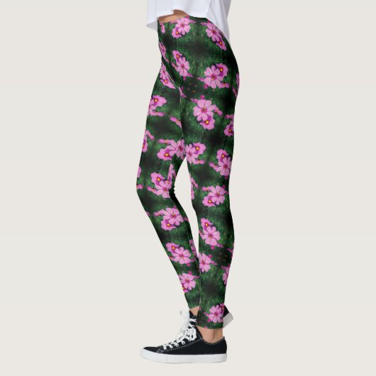 Rosa Kosmos Blume Abstraktes Muster Leggings (Links)