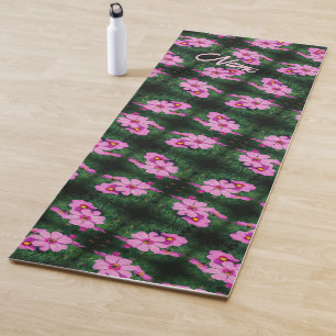 Rosa Kosmos Blume Abstraktes Muster Personalisiert Yogamatte