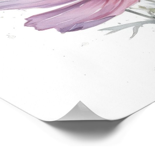 Rosa Kosmos Blume Art Print Poster (Ecke)