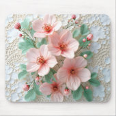 Rosa Kosmos-Blume auf Bridal Lace Mousepad (Vorne)