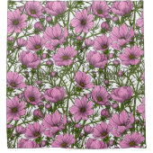 Rosa Kosmos-Blume Duschvorhang (Vorderseite)