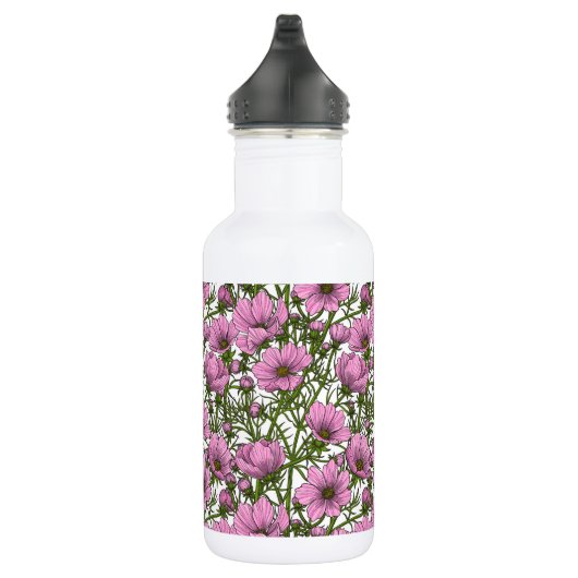 Rosa Kosmos-Blume Edelstahlflasche (Rechts)