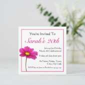 Rosa Kosmos Blume Einladung (Stehend Vorderseite)