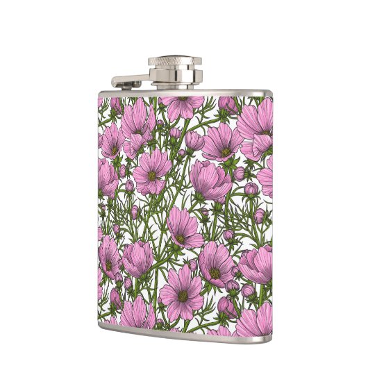 Rosa Kosmos-Blume Flachmann (Links)