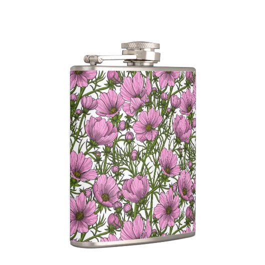 Rosa Kosmos-Blume Flachmann (Rechts)