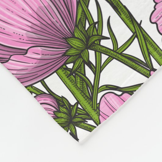 Rosa Kosmos-Blume Fleecedecke (Ecke)