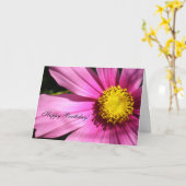 Rosa Kosmos Blume Glücklich Geburtstag Karte (Gelbe Blume)
