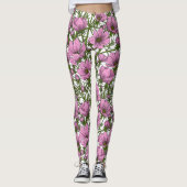 Rosa Kosmos-Blume Leggings (Vorderseite)