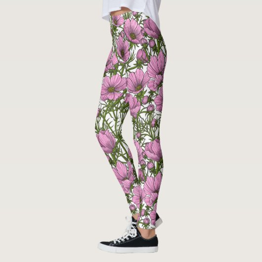Rosa Kosmos-Blume Leggings (Links)
