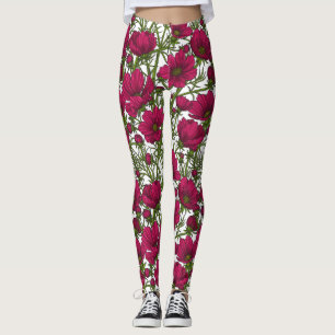 Rosa Kosmos-Blume Leggings