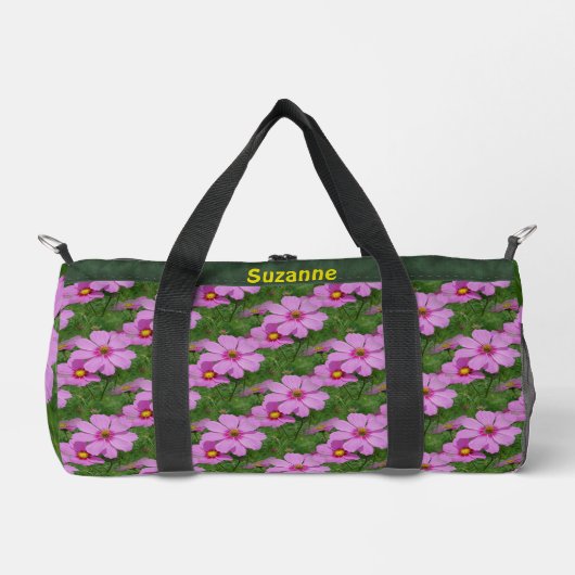 Rosa Kosmos-Blume Muster Personalisiert Duffle Bag (Vorderseite)