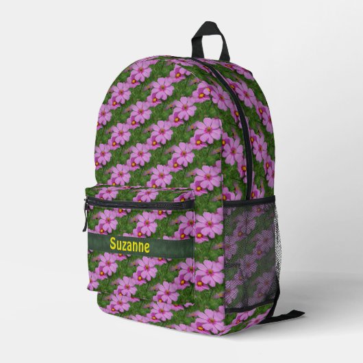 Rosa Kosmos Blume Natur Personalisiert Bedruckter Rucksack (Rückseitige Ecke Rechts)