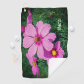 Rosa Kosmos-Blume Personalisiert Golfhandtuch (Insitu)