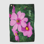 Rosa Kosmos-Blume Personalisiert Golfhandtuch (Vorderseite)