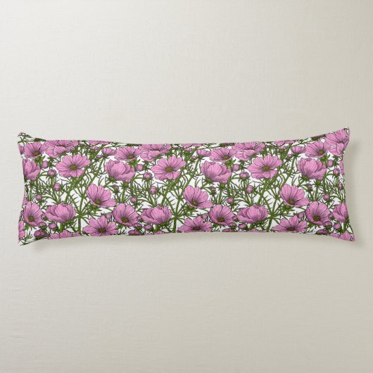 Rosa Kosmos-Blume Seitenschläferkissen (Rückseite)