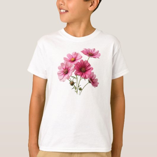 Rosa Kosmos-Blume T-Shirt (Vorderseite)