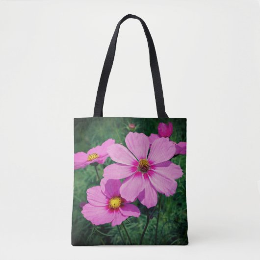 Rosa Kosmos-Blume Tasche (Vorderseite)