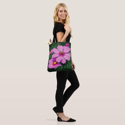 Rosa Kosmos-Blume Tasche (Am Model)