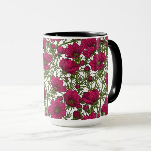 Rosa Kosmos-Blume Tasse (VorderseiteRechts)