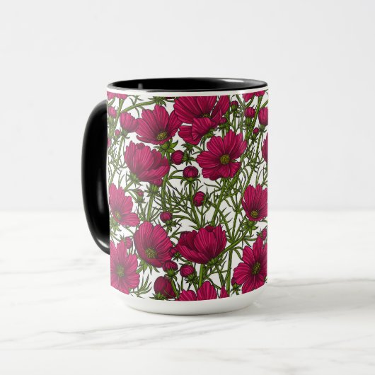 Rosa Kosmos-Blume Tasse (Vorderseite Links)