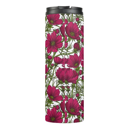 Rosa Kosmos-Blume Thermosbecher (Rückseite)