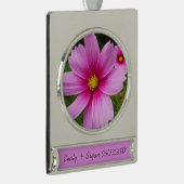 Rosa Kosmos Blume Wildblume Banner-Ornament Silber (Rechts)