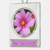 Rosa Kosmos Blume Wildblume Banner-Ornament Silber (Links)