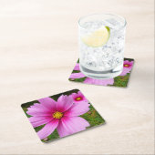 Rosa Kosmos Blume Wildblume Rechteckiger Pappuntersetzer (Vor Ort)