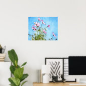 Rosa Kosmos-Blumen Florale Kunst Poster (Heimbüro)