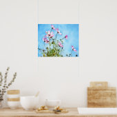 Rosa Kosmos-Blumen Florale Kunst Poster (Küche)