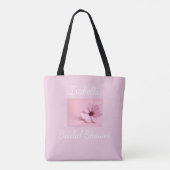 Rosa Kosmos Blumen Hochzeitsdusche Schrift Tasche (Rückseite)