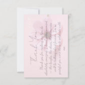 Rosa Kosmos-Blumen-Script-Junggesellinnen-Abschied Dankeskarte (Rückseite)