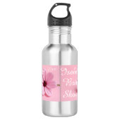 Rosa Kosmos-Blumen-Script-Junggesellinnen-Abschied Edelstahlflasche (Vorderseite)
