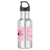 Rosa Kosmos-Blumen-Script-Junggesellinnen-Abschied Edelstahlflasche (Rückseite)