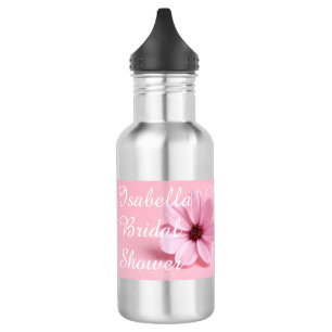 Rosa Kosmos-Blumen-Script-Junggesellinnen-Abschied Edelstahlflasche