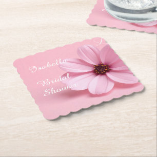 Rosa Kosmos-Blumen-Script-Junggesellinnen-Abschied Untersetzer