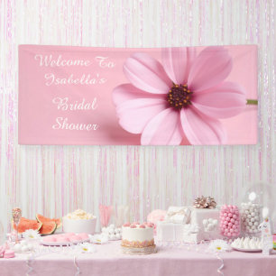 Rosa Kosmos-Blumen-Willkommensgruß zur Brautparty Banner