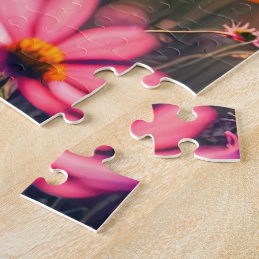 Rosa Kosmos Blumengarten Puzzle (Seite)