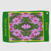 Rosa Kosmos Daisy Blume Natur Personalisiert Golfhandtuch (Horizontal)