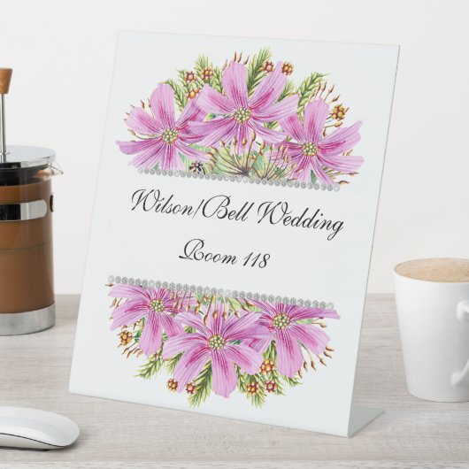 Rosa Kosmos Diamant Bling Wedding Sockelschild (In Situ)