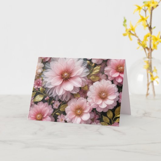 Rosa Kosmos Geburtstag Karte (Gelbe Blume)