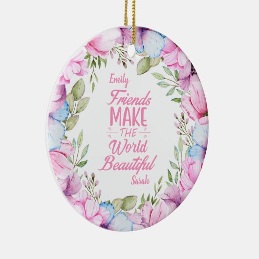 Rosa Kosmos Wasserfarbe Blumenzauber Freundschaft Keramik Ornament (Rechts)