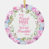 Rosa Kosmos Wasserfarbe Blumenzauber Freundschaft Keramik Ornament (Vorne)