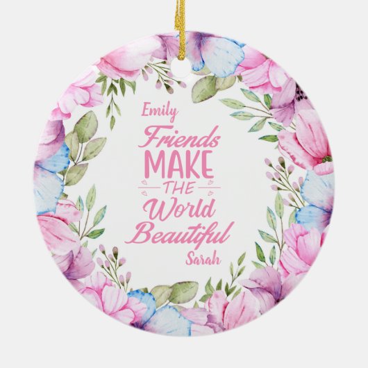 Rosa Kosmos Wasserfarbe Blumenzauber Freundschaft Keramik Ornament (Hinten)