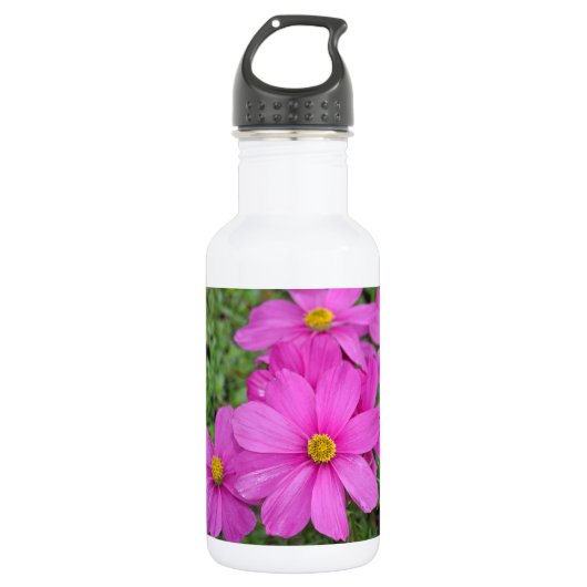 Rosa Kosmosegarten Edelstahlflasche (Vorderseite)